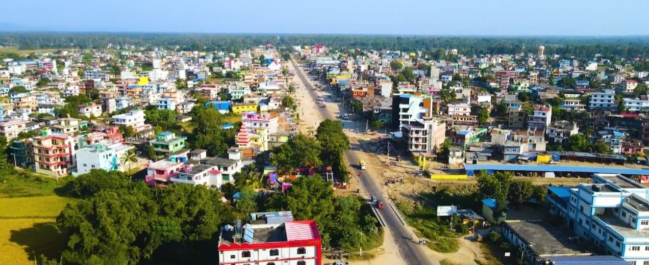 Aerial view of Lalbandi, Sarlahi